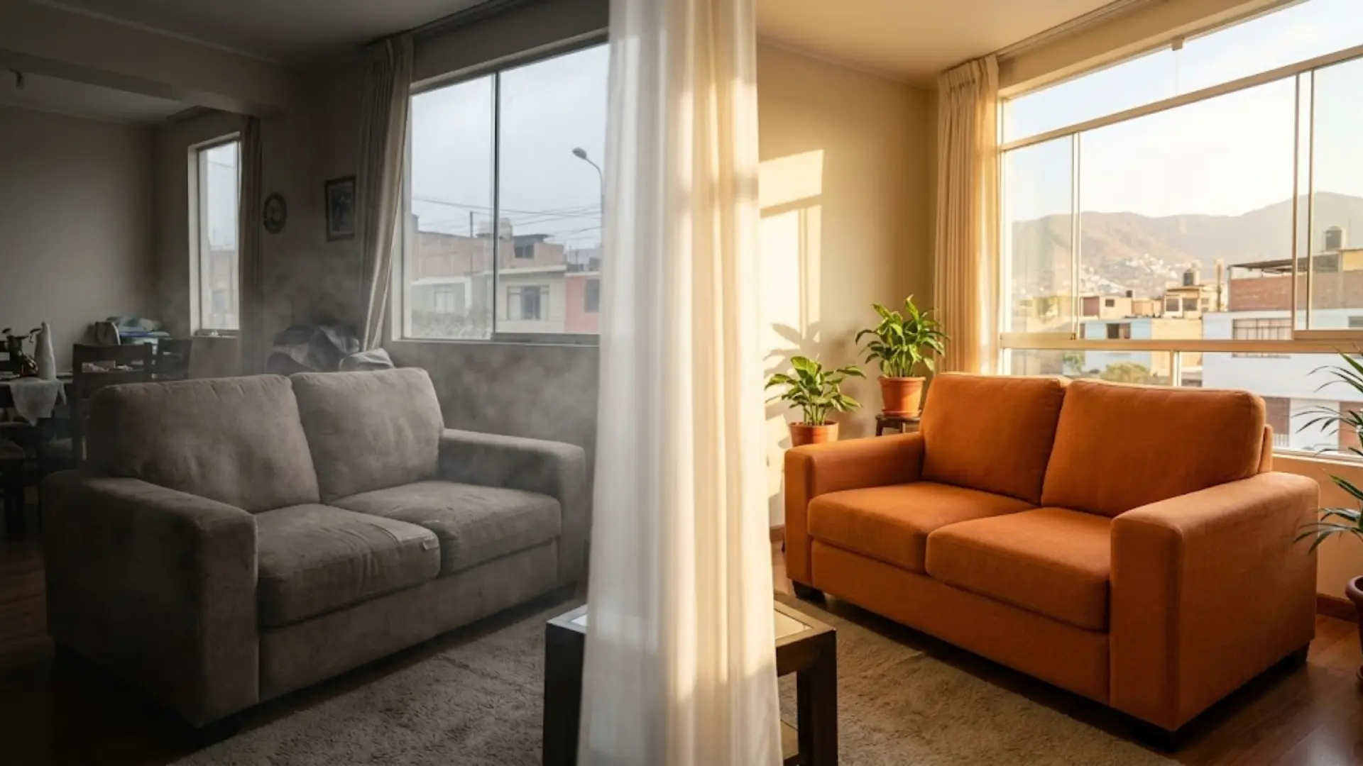 Antes y después de la limpieza de muebles en Lima: de la humedad atrapada a un sofá realmente limpio