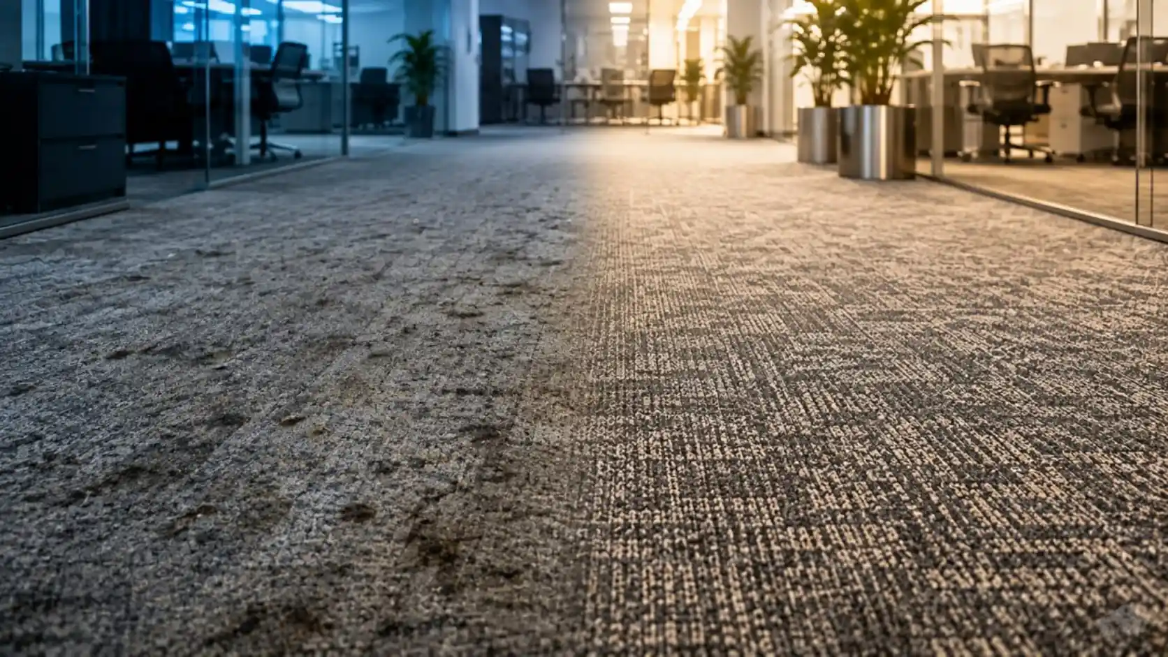 Antes y después de servicio profesional de limpieza de alfombras a domicilio para empresas en Lima