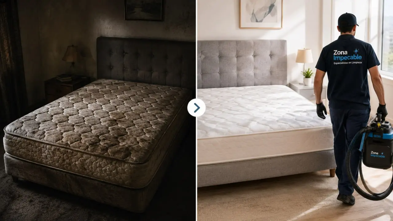 Antes y después de la limpieza de colchones con ácaros: de un colchón con alérgenos a un descanso saludable