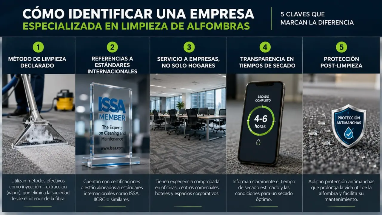 Servicio profesional de alfombras: proceso de extracción con agua caliente por empresa especializada