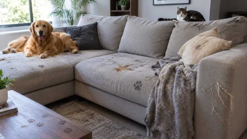 limpieza de muebles en casa a causa de las mascotas
